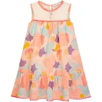 DANAMADE Sommerkleid "Dresses DLUISA", Mädchen, Gr. 128, bunt (neon coral), Obermaterial: 100% Baumwolle. Futter: 100% Baumwolle, Kleider Sommerkleid