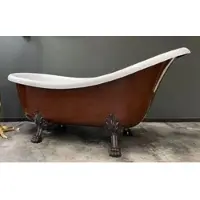 Casa Padrino Luxus Jugendstil Badewanne Mahagonibraun / Weiß 174 x 83 x H. 81 cm - Freistehende Retro Badewanne mit Löwenfüßen - Retro Badezimmer Möbel