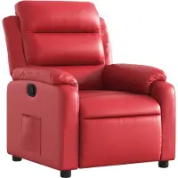 Syfax Relaxsessel Rot aus pflegeleichtem Kunstleder mit manueller Liegefunktion, Seitentasche, 75x92,5x100 cm
