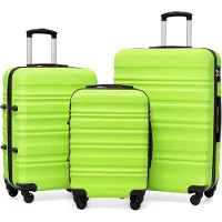 Sonstiges COOLIFE Hartschalen-Koffer Trolley Set, TSA-Schloss, 4 Rollen Grün