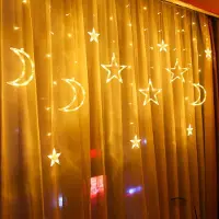 Lapamax Stern Mond LED Lichterkette, Lichtervorhang Innen 8 Modi, Warmweiß Weihnachtsbeleuchtung, Weihnachtsdeko Fenster