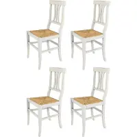 STOCK LINE t m c s Tommychairs - 4er Set Stühle ARTEMISIA für Küche und Esszimmer, robuste Struktur aus lackiertem Buchenholz im Shabby Chic Stil, handwerklich antik behandelt und Sitzfläche aus Stroh