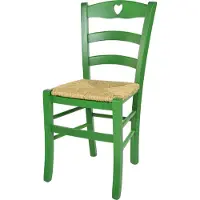 STOCK LINE t m c s Tommychairs - Stuhl CUORE für Küche und Esszimmer, robuste Struktur aus Buchenholz, in Anilinfarbe Grün lackiert und Sitzfläche aus Stroh