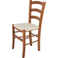 STOCK LINE t m c s Tommychairs - Stuhl VENICE für Küche und Esszimmer, robuste Struktur aus lackiertem Buchenholz Farbton Kirschholz und gepolsterte gepolsterte Sitzfläche mit STOFF Farbe Elfenbein bezogen