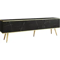 3Xeliving TV-Schrank Blum Oro Schwarz/Marmorschwarz Royal 175 mit goldenen Beinen