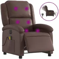 Syfax Massagesessel Elektrisch Braun Kunstleder