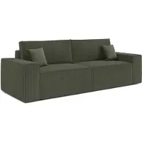 AX Living Cord Sofa Talaton 248cm Schlafsofa Grün mit Kissen Bettkasten