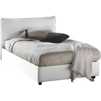 Talamo Italia Quadratisches und halbes Bett Gloria, Containerbett mit Stoffbespannung, 100% Italy, Frontöffnung, passend für Matratze Cm 120x190, Weiß