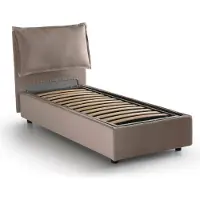 Talamo Italia Einzelbett Zusanne, Containerbett mit Stoffbespannung, 100% Italy, Frontöffnung, passend für Matratze Cm 90x190, Turteltaube