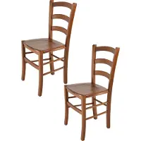 STOCK LINE t m c s Tommychairs - 2er Set Stühle VENICE für Küche und Esszimmer, robuste Struktur aus lackiertem Buchenholz im Farbton helles Nussbraun und Sitzfläche aus Holz