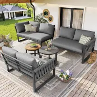 STILVORA Gartenmöbelset mit verstellbaren Beinen und wasserabweisenden abnehmbaren Kissen, Gartenlounge Set für 5–6 Personen mit modularem Design, Loungemöbel für Balkon Garten Terrasse