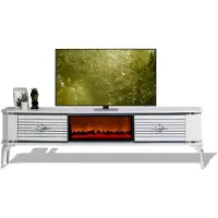 Xl Moebel Gmbh Multifunktionaler TV-Schrank mit Kamin und zwei Schubladen mit Metallgriffen