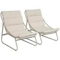 Sweeek - 2er-Set Liegestühle aus Stahl - Beige