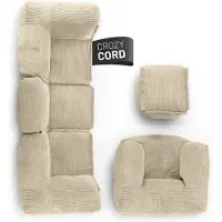 Lumaland Garten Sitzgruppe Lounge Sitzecke Sitzsack Sofa Couch Sessel Hocker Garnitur - Beanbag, Sitzkissen, Wohnzimmer-Sitz für gemütliche Sitzplätze zu Hause