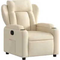 Syfax Relaxsessel Stoff Creme, manuelle Liegefunktion, Getränkehalter, Seitentasche, 77x94,5x100 cm (B x T x H)