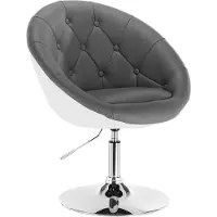 Happyment Barhocker – Industrial Design – Grau/Weiß – Kunstleder – Höhenverstellbar – Einzelstück – Barhocker mit Rückenlehne – Küchenstuhl – 1 Stück
