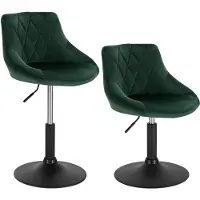 Happyment Barhocker Delvia 2er Set – Industrial Design – Donkergroen – Höhenverstellbar & 360° drehbar – Samt Sitzfläche – Mit Rückenlehne – Für Küche & Bar