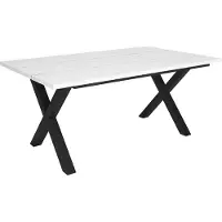 Happyment Esstisch Dublin - Rechteckig - 4 bis 6 Personen - Massivholz - Premium Look - X-Gestell Schwarz/Weiß - 170x90x75cm