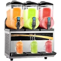 Happyment Slush Puppy Maschine PRO – 45L (3 × 15L) – Professionelle Slush-Eismaschine mit Display – Edelstahl – 1800W – Für Bars, Restaurants & Cafés