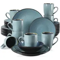 Happyment Morencia Tafelservice – 32-teilig – 8 Personen – Essteller, tiefe Teller & Frühstücksteller – Grün – Keramik