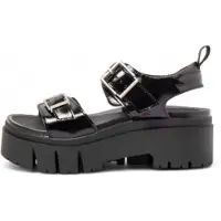 Art für Damen. 120411101003_001 Ledersandalen 2041 Leeds schwarz (42), 5 bis 8 cm, Schnalle, Lässig