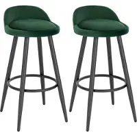 Happyment Samt Barhocker Glasgow – Grün – Barhocker mit Rückenlehne – Ergonomisch – Höhenverstellbar – 2er set – Metallrahmen