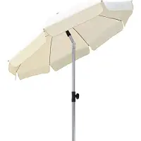 Happyment Luxus Sonnenschirm – Kippbar – Ohne Fuß – Rund – Beige – Für Terrasse, Garten oder Strand – 200 cm