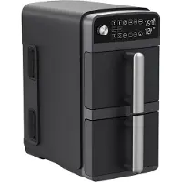 Happyment Mini-Ofen – Heißluftfritteuse – Grillrost – Backblech – Gesundes & schnelles Kochen – 11 Programme – 1800W – LED-Display – 5 Zubehörteile inkl. Drehspieß & Rezeptbuch