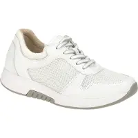 Gabor Rollingsoft Sneaker 86.946.50, Mesh und Glattleder, Weiß, Elastik-Schnürung, Fußbett zum Wechseln 41