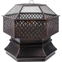 Happyment Gartenbarbecue Zyrell – Feuerkorb – Feuerschale – Terrassenofen – Rauchbarbecue – Für draußen BBQ – Stahlkonstruktion mit Funkenabwehr – 76cm