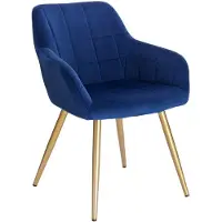 Happyment Luxe Esszimmerstühl – Samt Blau/Gold – Sessel mit Armlehne – Wohnzimmerstuhl – Küchenstuhl – Kuipstuhl – 1 Stück