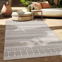 Paco Home Outdoor Teppich Flachgewebe modern Boho Ethno wetterfest Außenbereich 200 cm rund