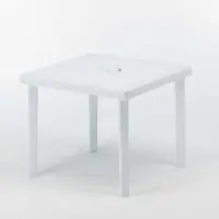 GRAND SOLEIL 12 Boheme Quadratische Poly-Rattan-Bartische Set 90x90 cm - Weiß