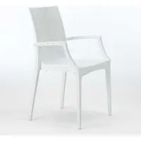 GRAND SOLEIL Bistrot Arm Stühle mit Armlehnen Poly Rattan Bar Garten - Weiß