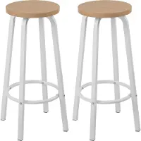 Happyment BarHocker DeLuxus – 2er Set – BarHocker ohne Rückenlehne – Weiß/Braun – 30×30×70cm – Black Friday / Weihnachtsgeschenk