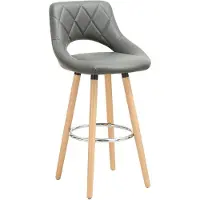 Happyment BarHocker Modern Hilton –Industriell – Grau – Mit Rückenlehne – Küchen- und Barstuhl – Kunstleder
