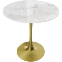 Happyment Esstisch Grandiose – 78 cm Hoher Runder Küchen-Esstisch – Gesinterte Steinplatte mit Sockel – Bistro-Tisch für Freizeit & moderne Innenräume