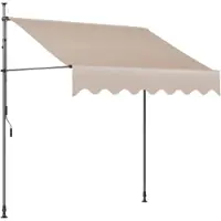 Happyment Balkon-Markise Zyrell – Clip-on Luifel für Balkon & Terrasse – Höhenverstellbar – UV-beständig – Ohne Bohren – 3 x 1,2m – Khaki
