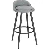 Happyment Barhocker Nila – Ergonomisch – Sitzhöhe 69cm – Grau – Mit niedriger Rückenlehne – Küche & Bar – Einzelstück – 2er Set