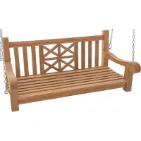 CLP Schaukelbank Farm I Gartenschaukel aus Teakholz I Holzschaukel wetterfest und massiv I mit Befestigungsmaterial, Farbe: teak, Größe: 120 cm