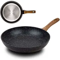 Nava Pfanne / Bratpfanne NATURE mit Granitbeschichtung zum Braten Schmoren von Speisen 28 cm für Gasherde Induktion