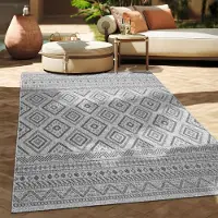 Paco Home Outdoor Teppich Flachgewebe modern Boho Ethno wetterfest Außenbereich 150 cm quadrat