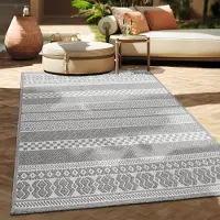Paco Home Outdoor Teppich Flachgewebe modern Boho Ethno wetterfest Außenbereich 120x160 cm