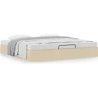 Syfax Ottoman-Bett ohne Matratze Creme 160x200 cm Stoff