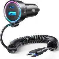 JOYROOM 3-In-1-Schnellladegerät Fürs Auto Mit Usb-Typ-C-Kabel, 1,5 M, 55 W, Schwarz (Jr-Cl07)