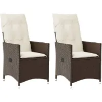 Syfax Gartensessel mit Kissen 2 Stk. Verstellbar Braun Poly Rattan