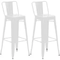 CLP Barhocker 2er Set mit Lehne im Industrial-Look Mason, mit Rückenlehne und Fußablage, Barstuhl mit Rückenlehne und Bodenschoner, Farbe: weiß