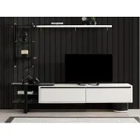 AEA Wohnzimmer RTV Lowboard TV Ständer Schrank Holz Weiß Regale Wohnwand