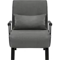 Happyment 3-in-1 Schlafsessel – Verstellbarer Klappstuhl mit abnehmbarem Kissen – Linnen – Für Apartment oder Schlafsaal – Grau – Einzelplatz