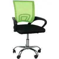 Happyment Luxus Ergonomischer Bürostuhl - Mit Rollen - Leinen - Für Erwachsene - Schwarz/Grün - Höhenverstellbar